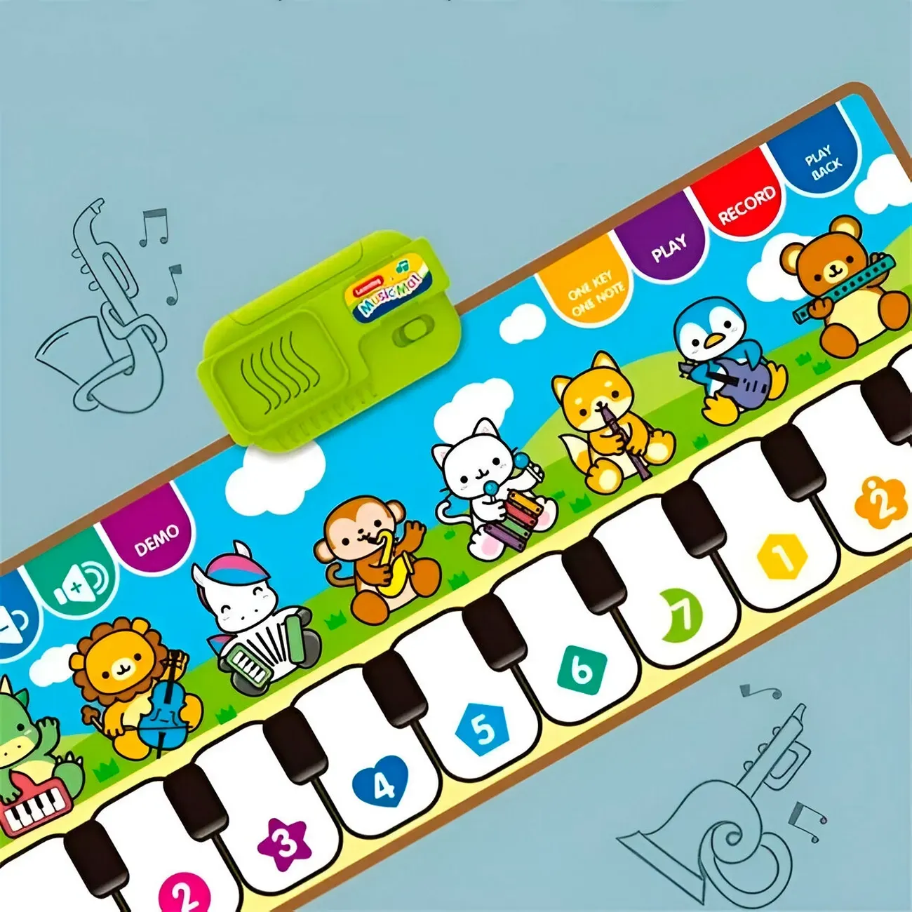 Piano Musical Animales Instrumento Musical Tapete + Baterias