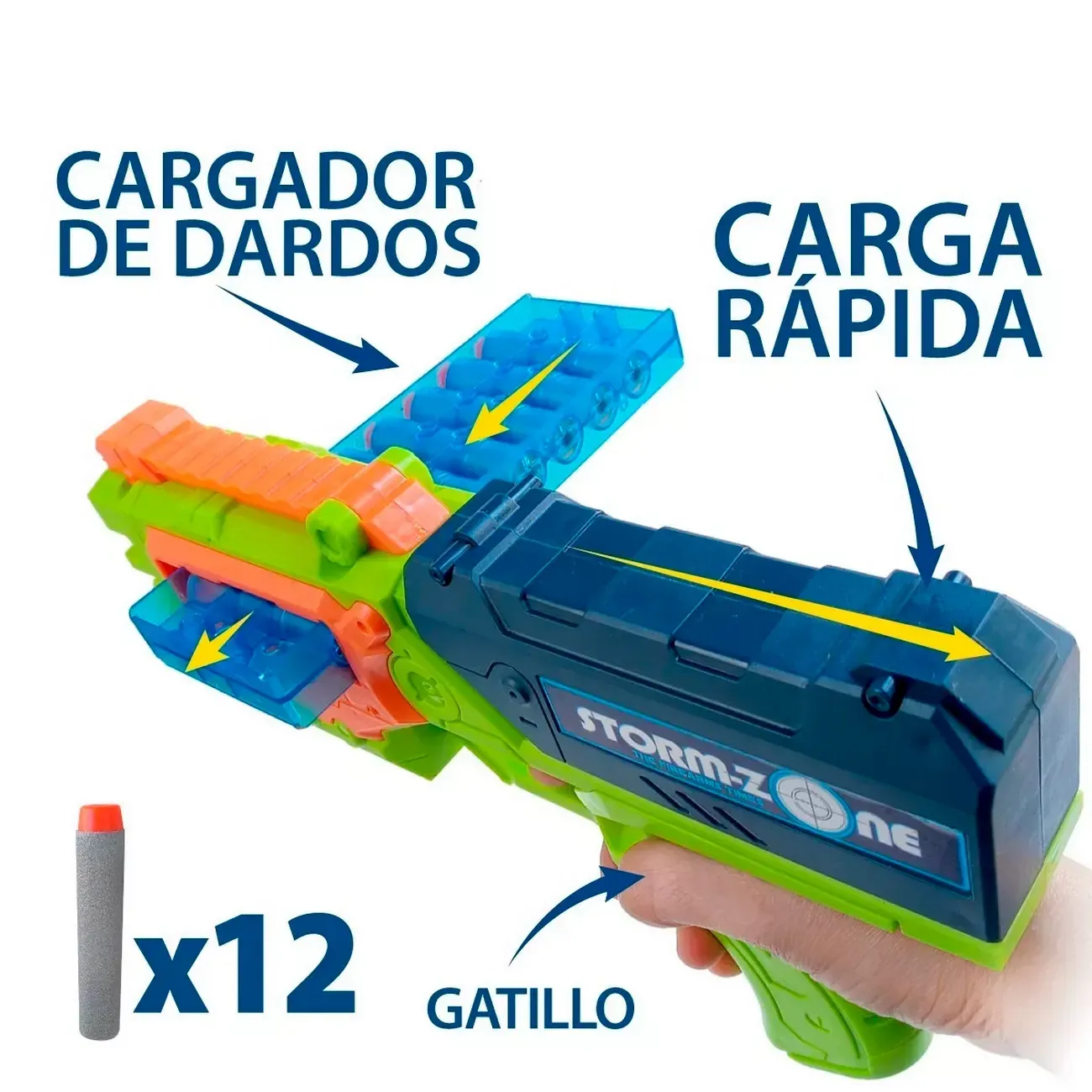 Pistola Lanza Dardos Nerf Multiples Juguete Niño Storm Verde