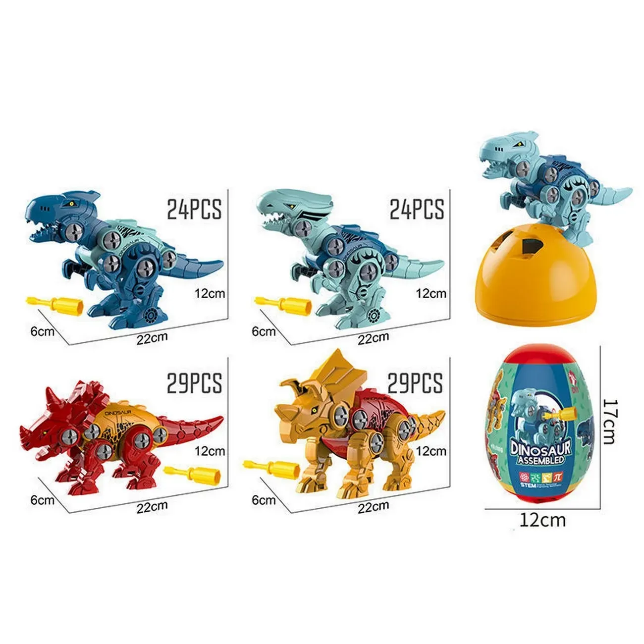 Dinosaurio Rex Tricerapto Armable Juguete Huevo Sorpresa X 1