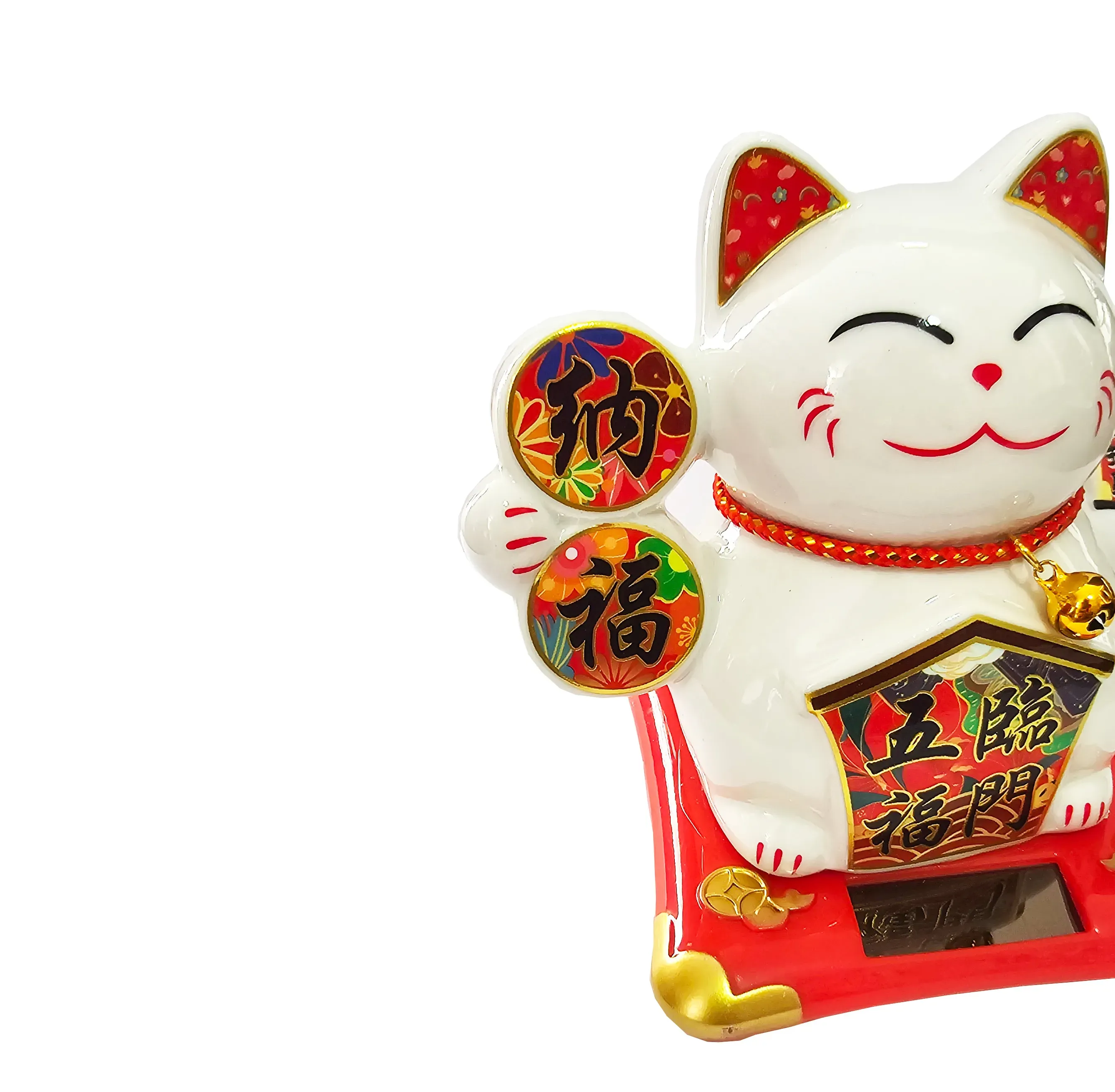 Gato De La Suerte Feng Shui Maneki Neko Medallas Porcelana