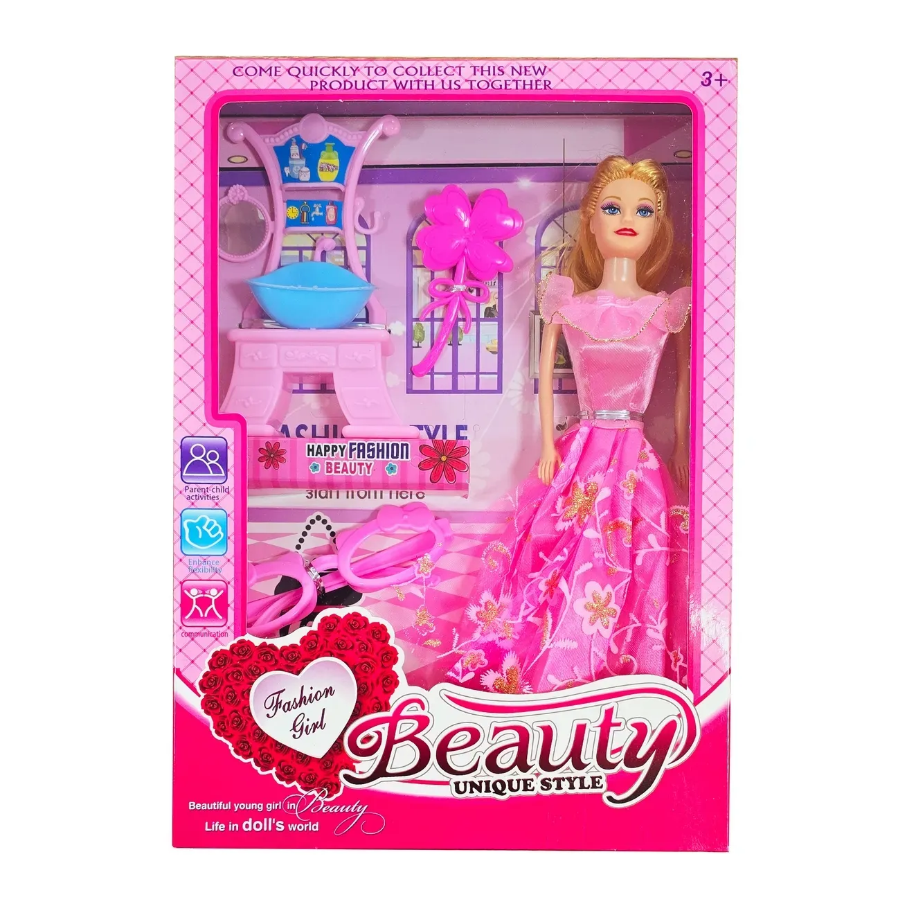 Muñeca Vestido Elegante Tocador Baño Juguetes Niñas