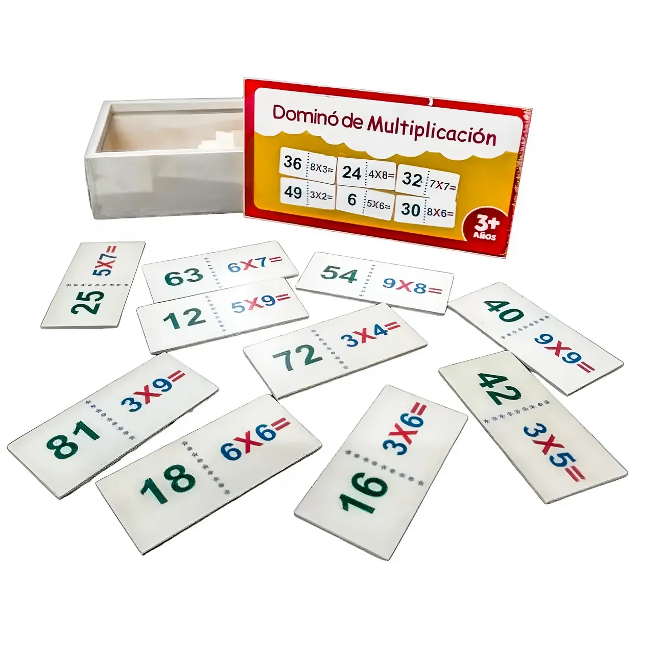 Domino Infantil Tablas De Multiplicar Madera Multiplicacion