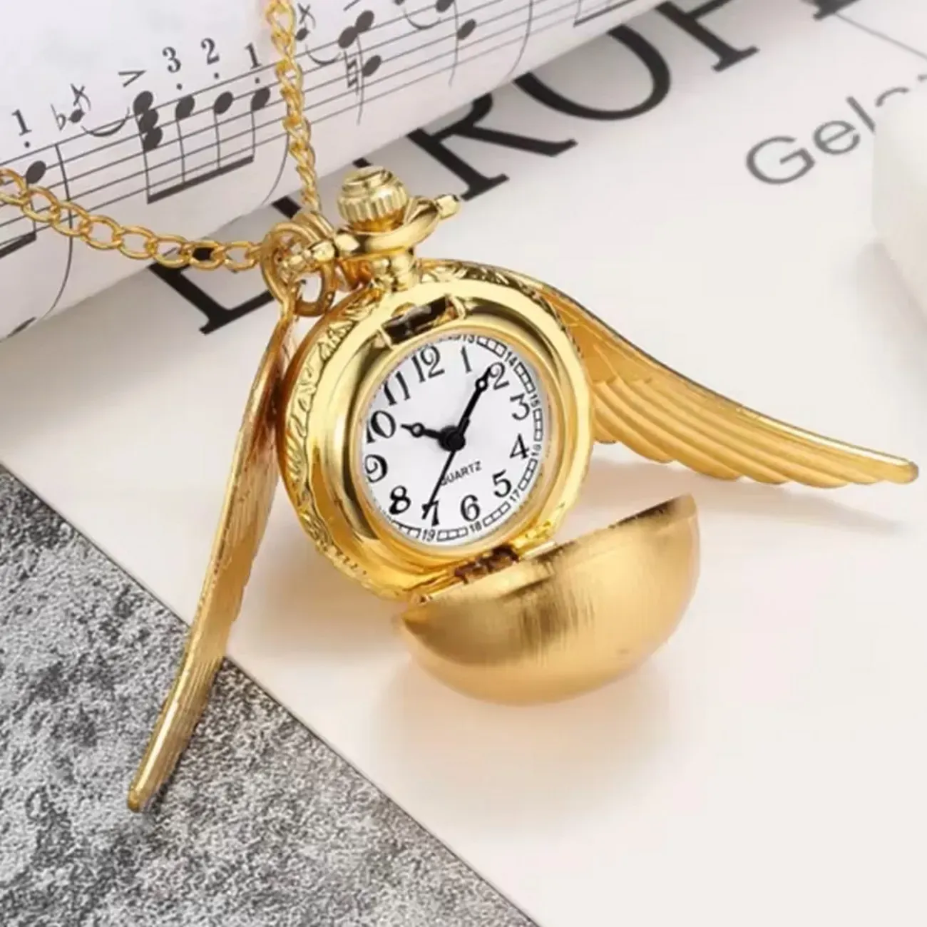 Collar Reloj Snitch Harry Potter Dorado Unisex + Estuche