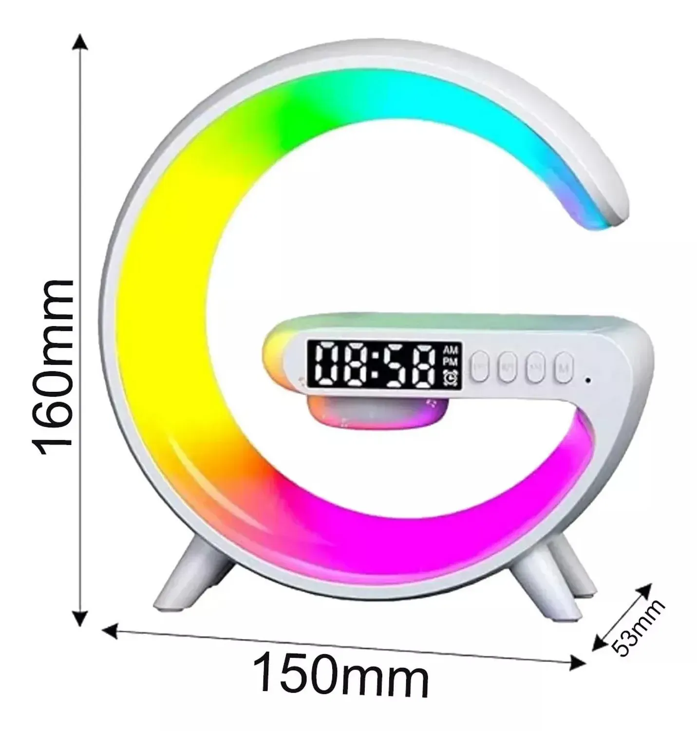 Cargador Inalámbrico Carga Rápida Parlante Lampara Luz Rgb