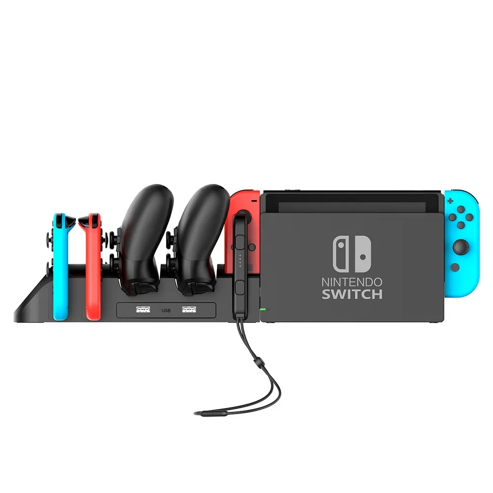 Base Doble Cargador Controles Nintendo Switch Tipo C Pg-9187