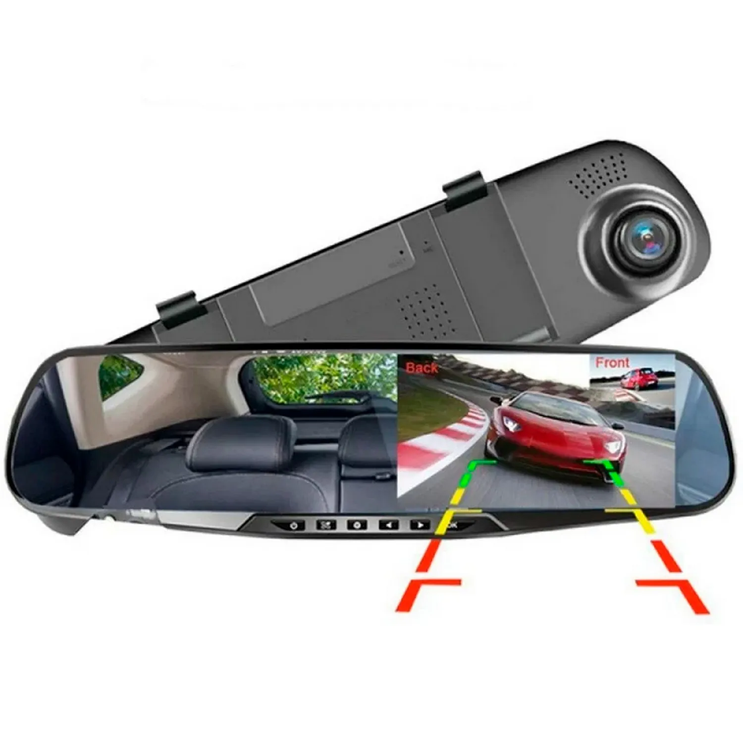 Espejo Carro Retrovisor Dvr Cámara D Reversa 4.3 PuLG 1080hd