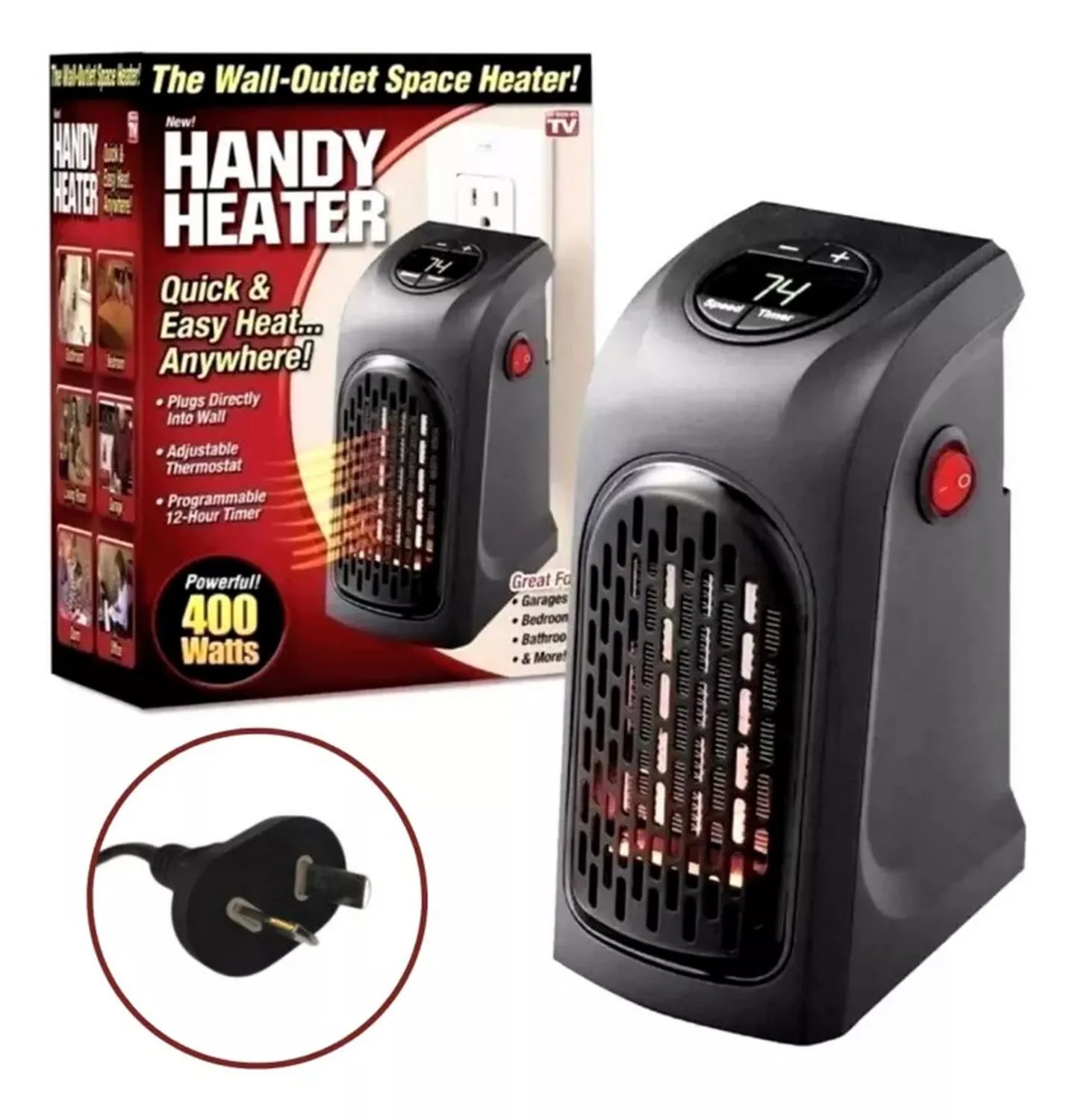 Calefactor Eléctrico Handy Hater 400 W Pantalla Led Digital