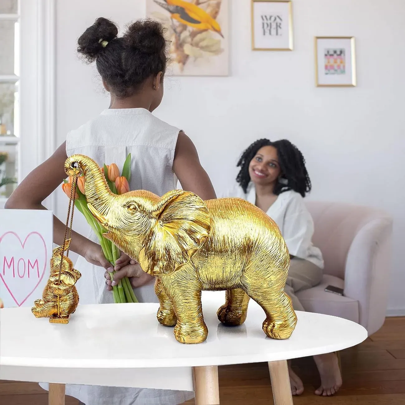 Elefante Dorado Hija (o) Decoración Prosperidad Feng Shui 