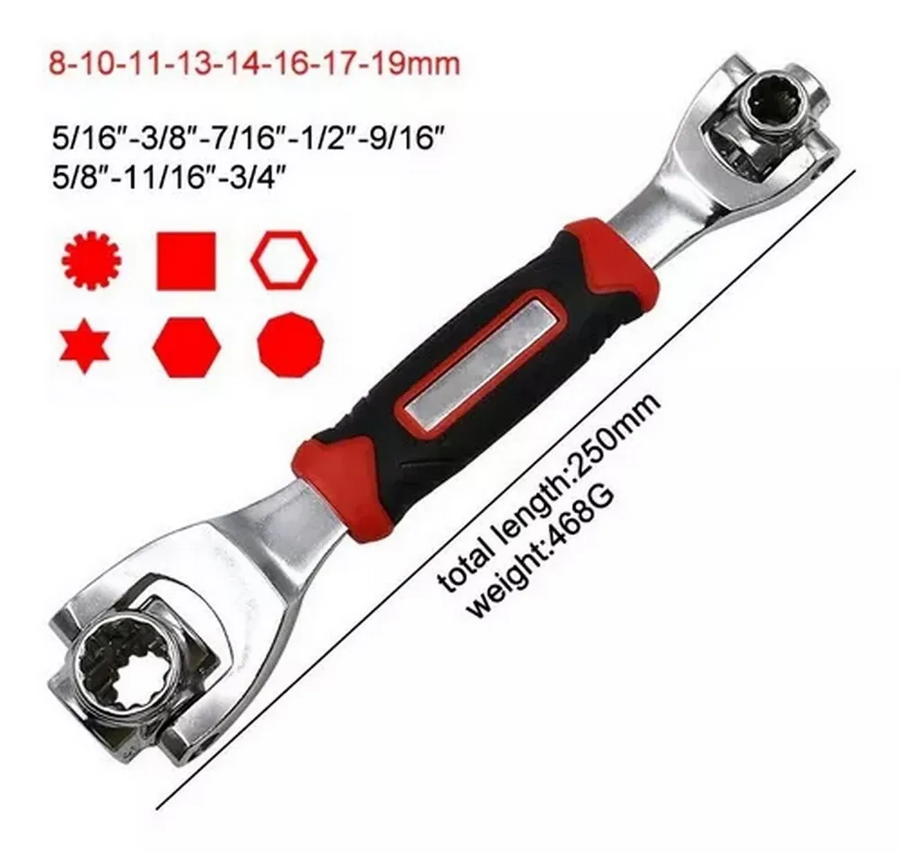 Llave Inglesa Multiusos 48 En 1 Universal 360° Trabajo Casa