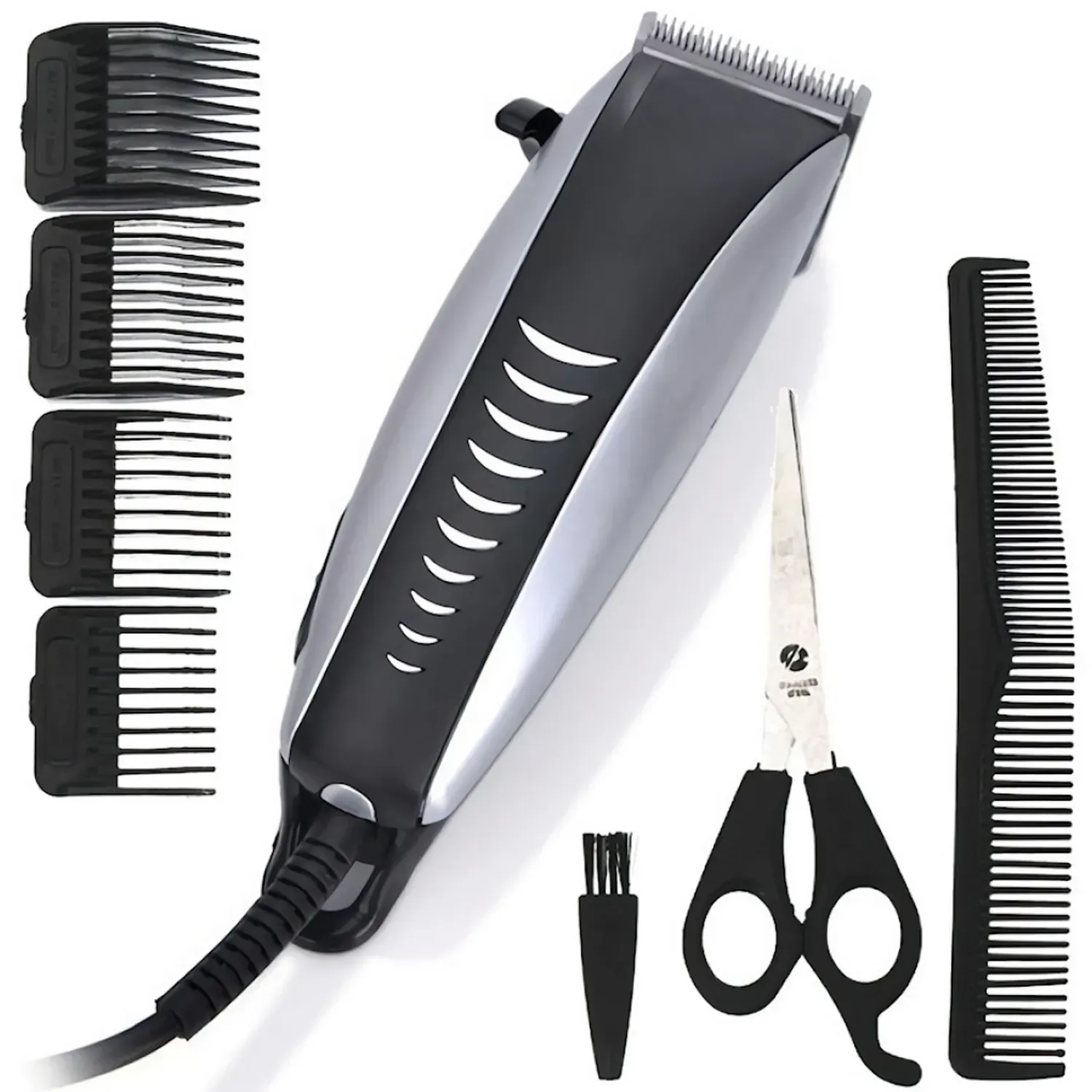 Kit Maquina Peluquera Cabello + Tijeras + Peinilla Sp-4604