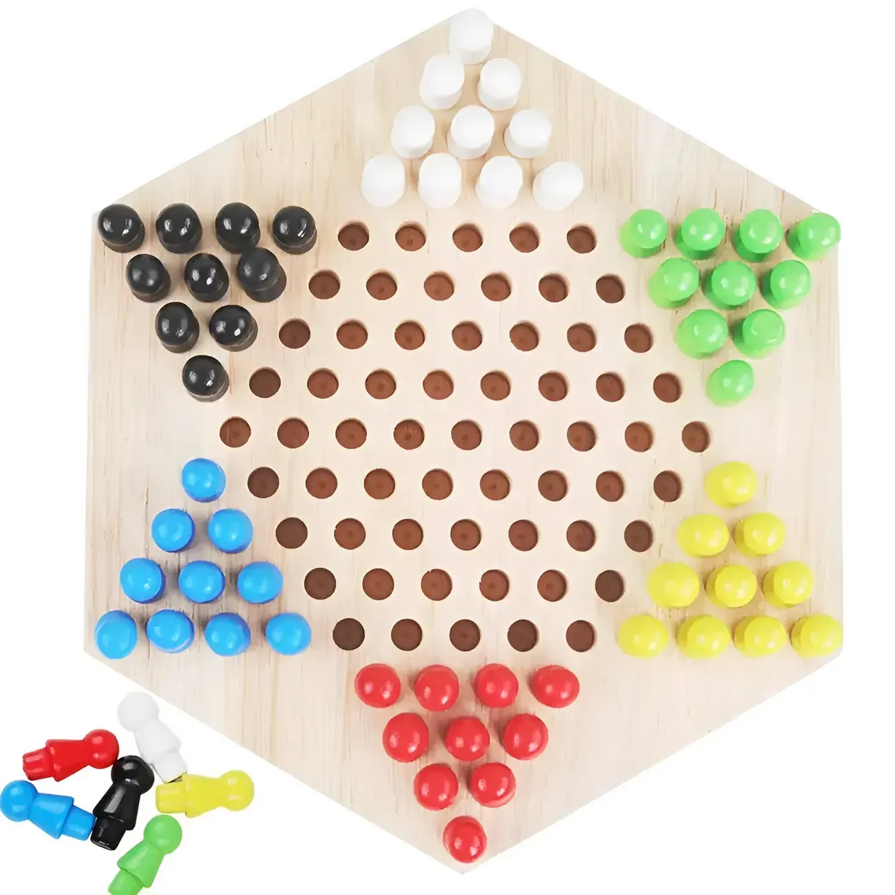 Juego Madera De Mesa Damas Chinas 6 Jugadores Checkers Game