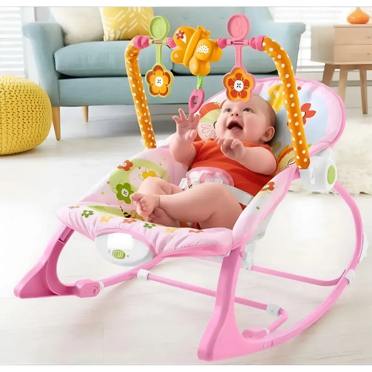 Silla Mecedora Vibradora Para Bebe Niña Musical Mariposas