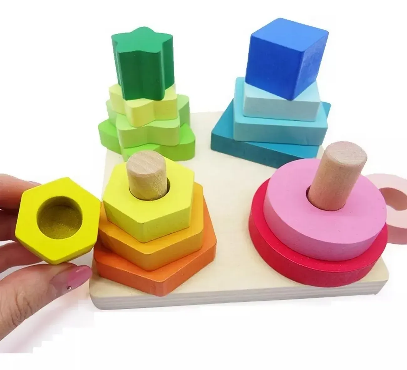 Juego Columnas Figuras Geometricas Encastre Desarrollo Niño