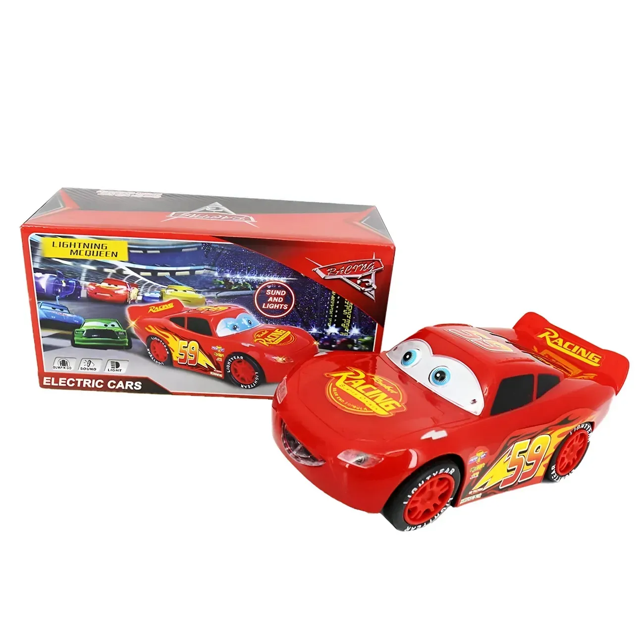 Carro Rayo Mcqueen Cars Luces Sonido Movimiento + Baterias