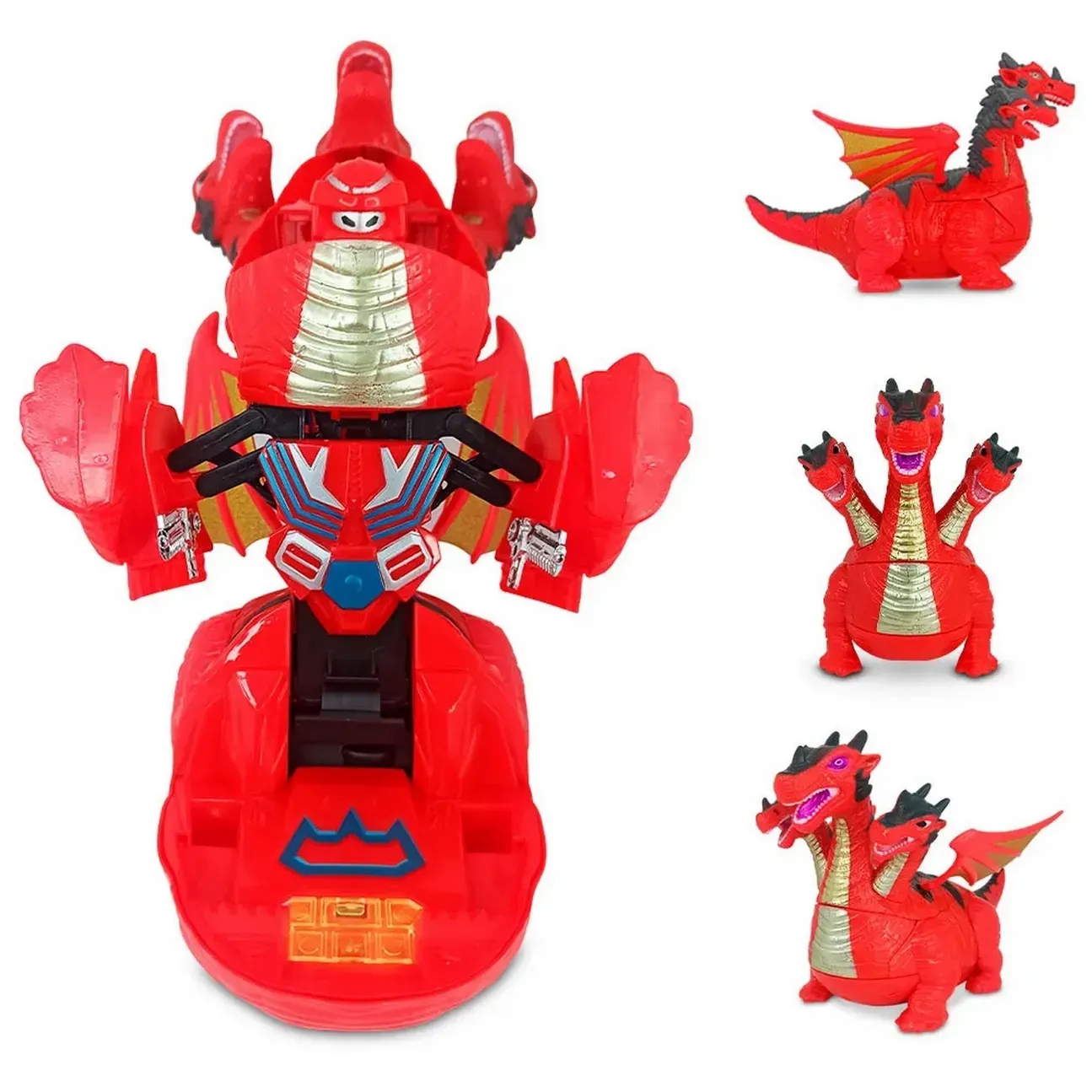 Robot Transformer Dragon 3 Cabeza Dinosaurio Robot + Bateria