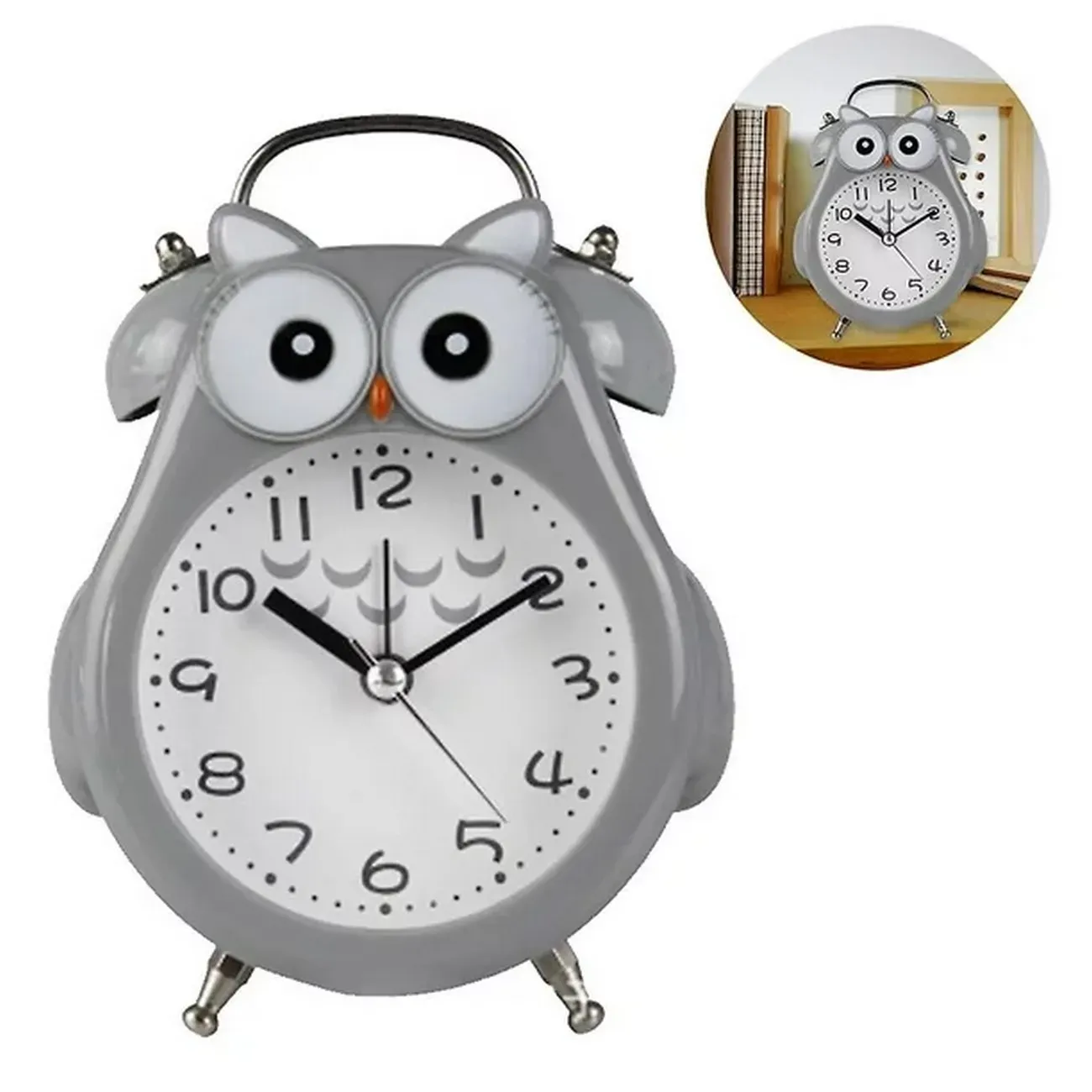 Reloj De Mesa Buho Unisex Decoracion Alarma + Bateria