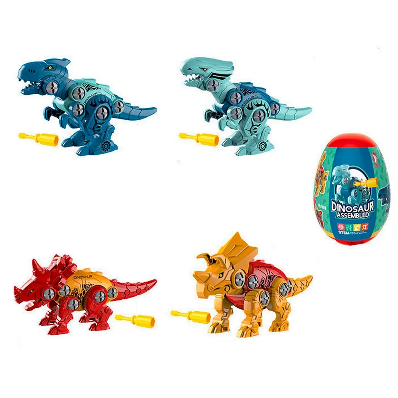 Dinosaurio Rex Tricerapto Armable Juguete Huevo Sorpresa X 1