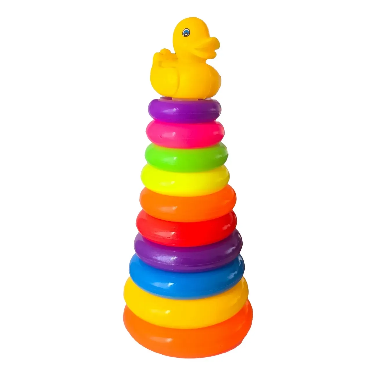 Juego Torre De Aros Para Encaje Pato Para Motricidad De Bebe