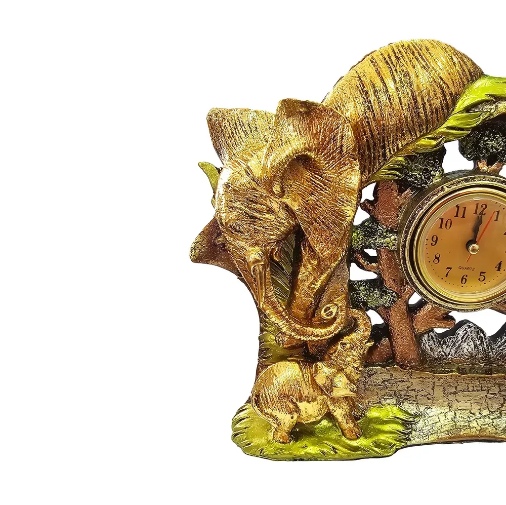 Reloj De Mesa Elefante Dorado Ganesha Decoracion Feng Shui