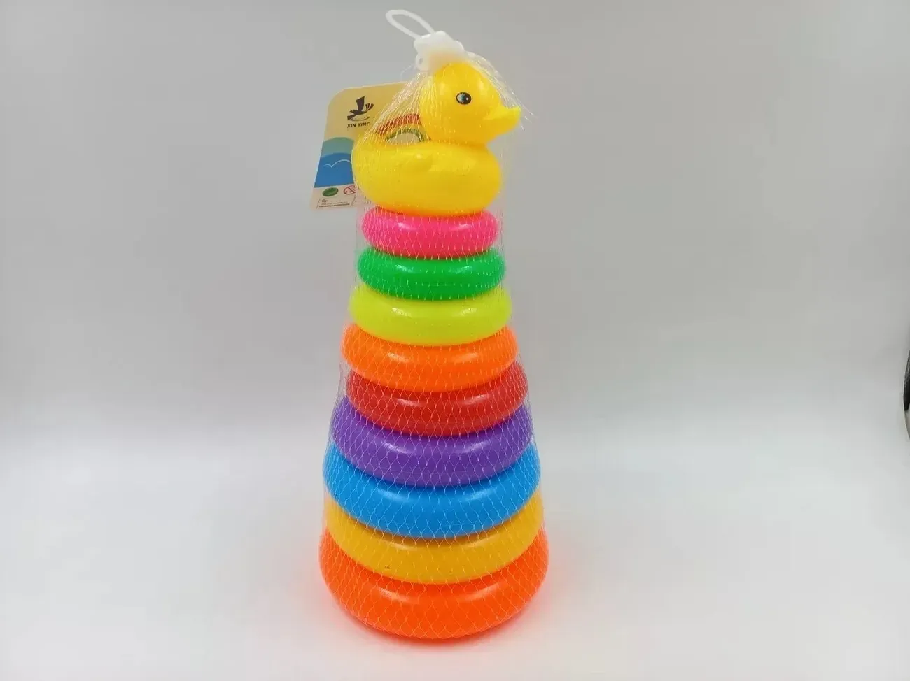 Juego Torre De Aros Para Encaje Pato Para Motricidad De Bebe