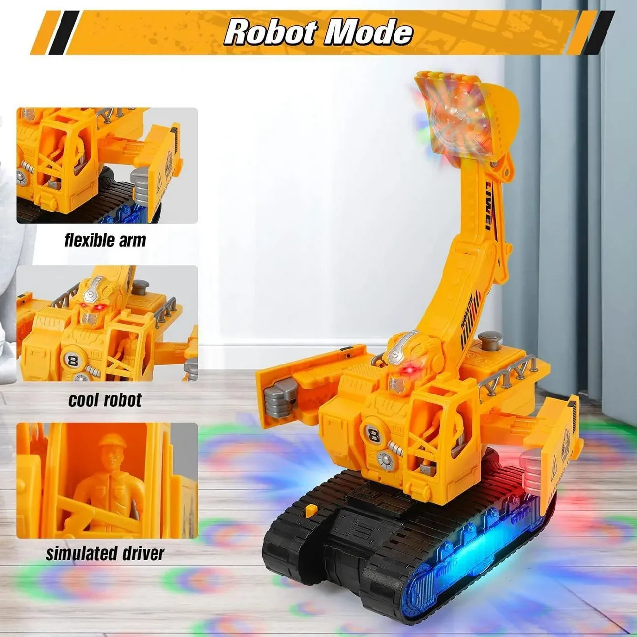 Juguete De Excavadora Robot Interactivo Musica + Baterias