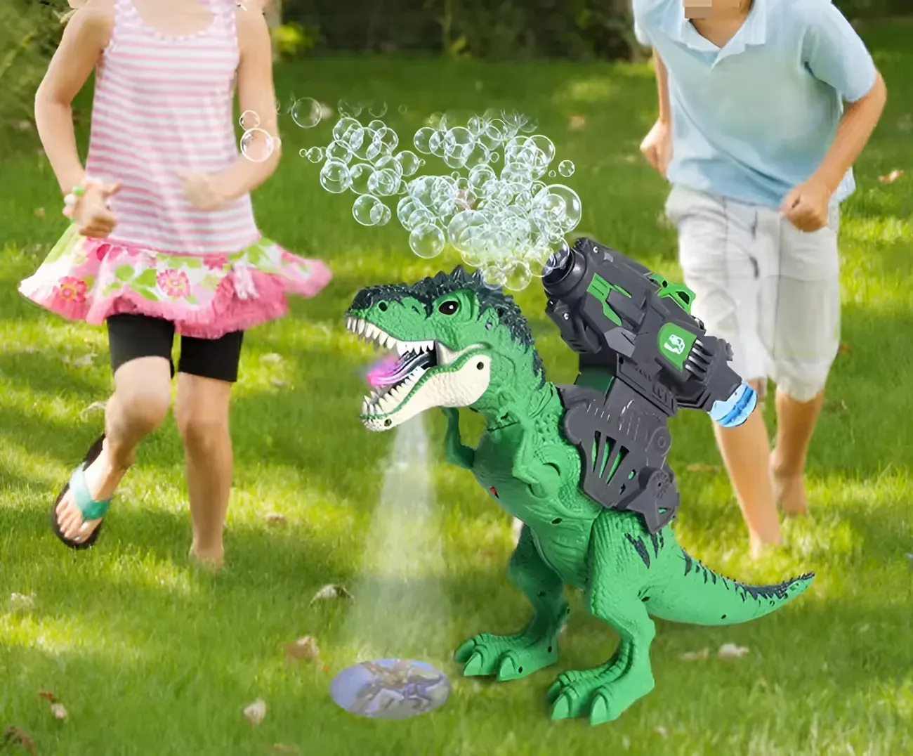 Dinosaurio Robot Lanzador Burbujar Proyector Juguete Niños