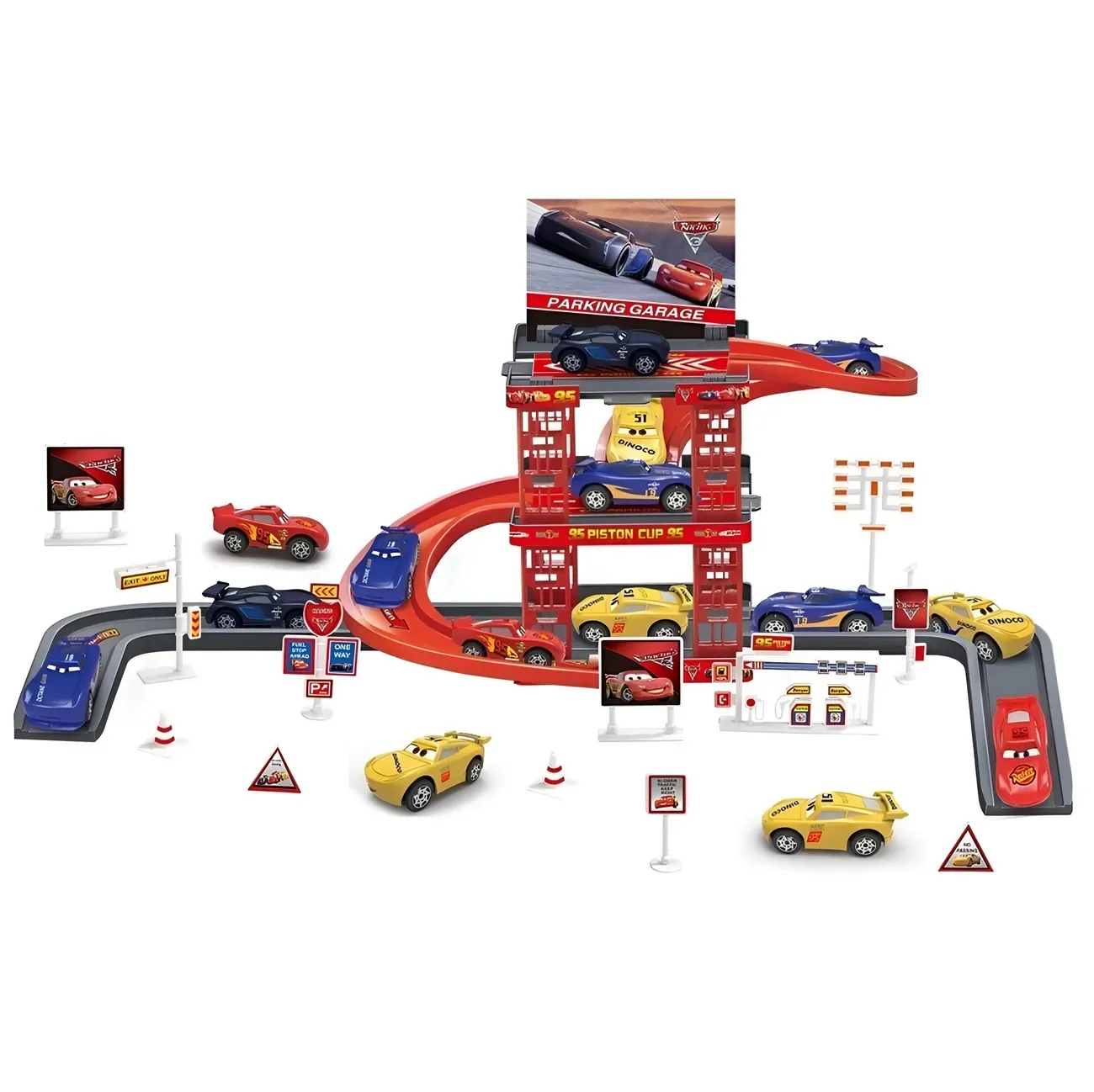 Pista De Carros Estacion Garage Rayo Mcqueen Cars Juguete