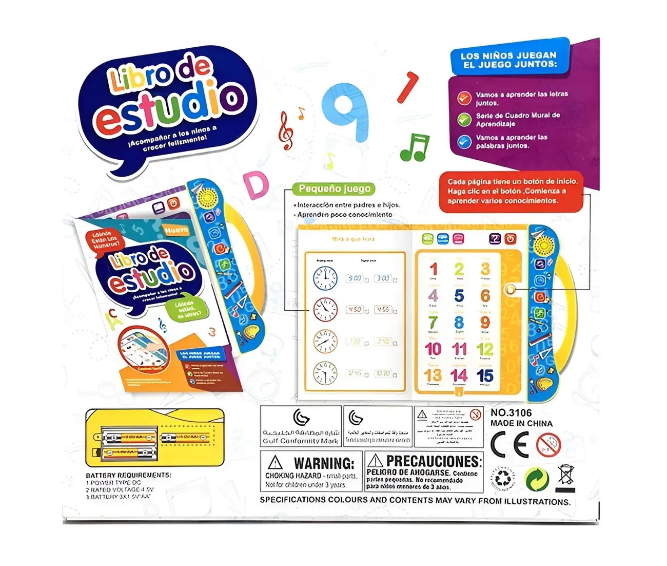 Libro De Estudio Aprendizaje Facil Niños Sonido Interactivo