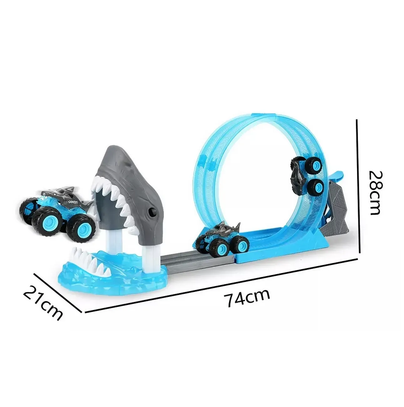 Pista De Carros Catapulta Tiburon Devorador Monster Juguete