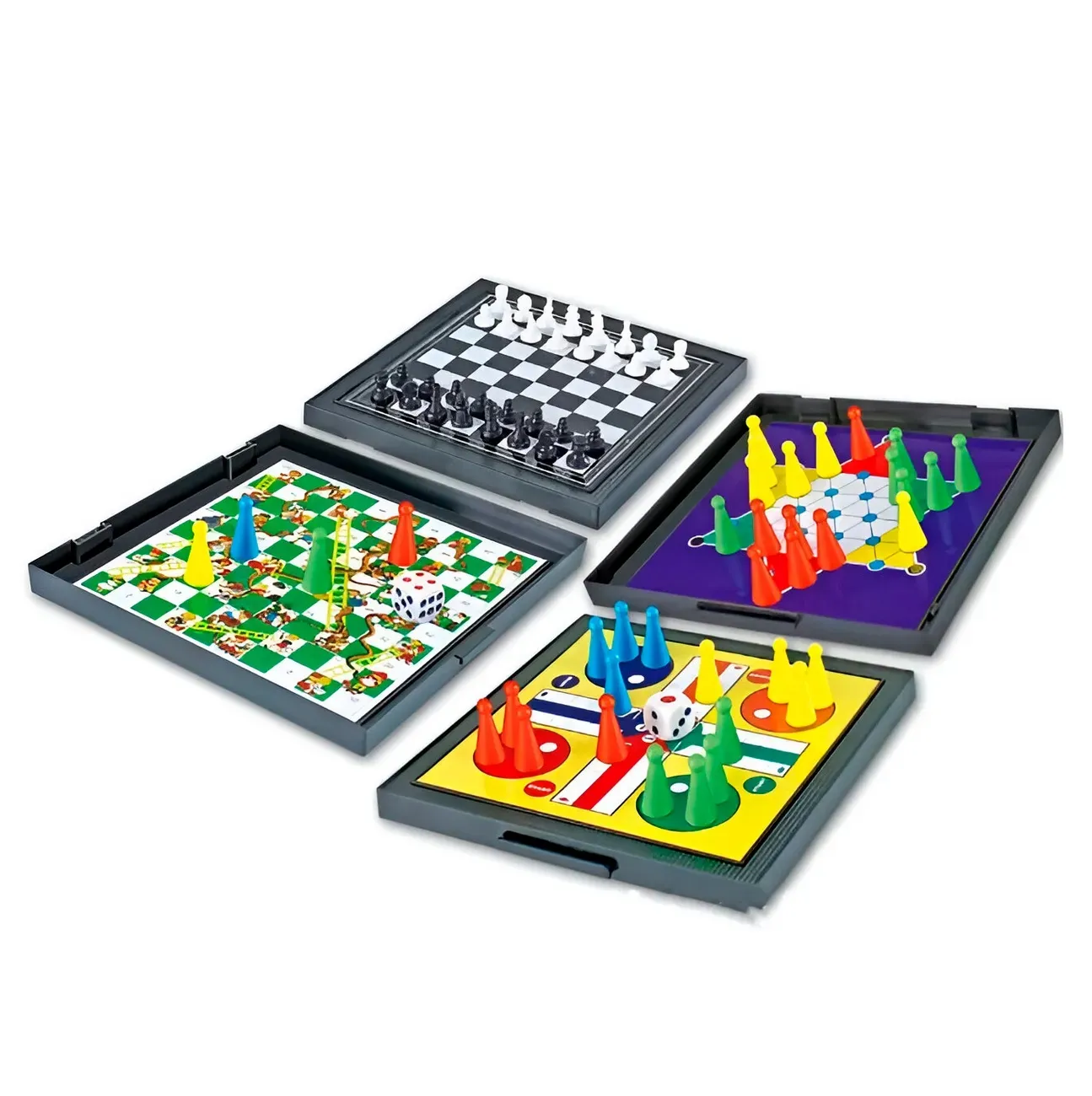 Juego De Mesa Magnetico 4 En 1 Ajedrez Ludo Damas Escalera