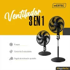 Ventilador 3 en 1 Mertec 18 Pulgadas 3 Velocidades MT-016B Negro