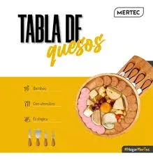 Set de Tabla de Quesos de Bambu con Utensilios Mertec