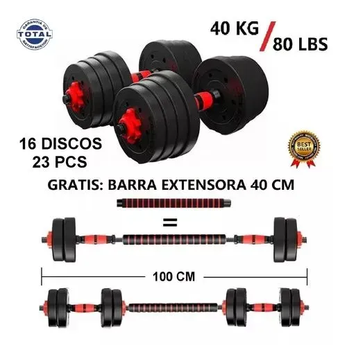 Kit De Pesas 40 Kg Ejercicio Mancuernas Juego De Pesas Termoforradas