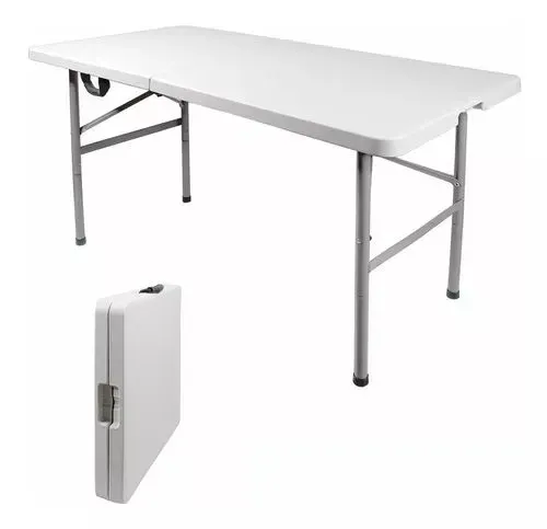 Mesa Plegable Portafolio 180cm Resistente para Interior y Exterior | Ideal para Jardín y Eventos, Color Blanco