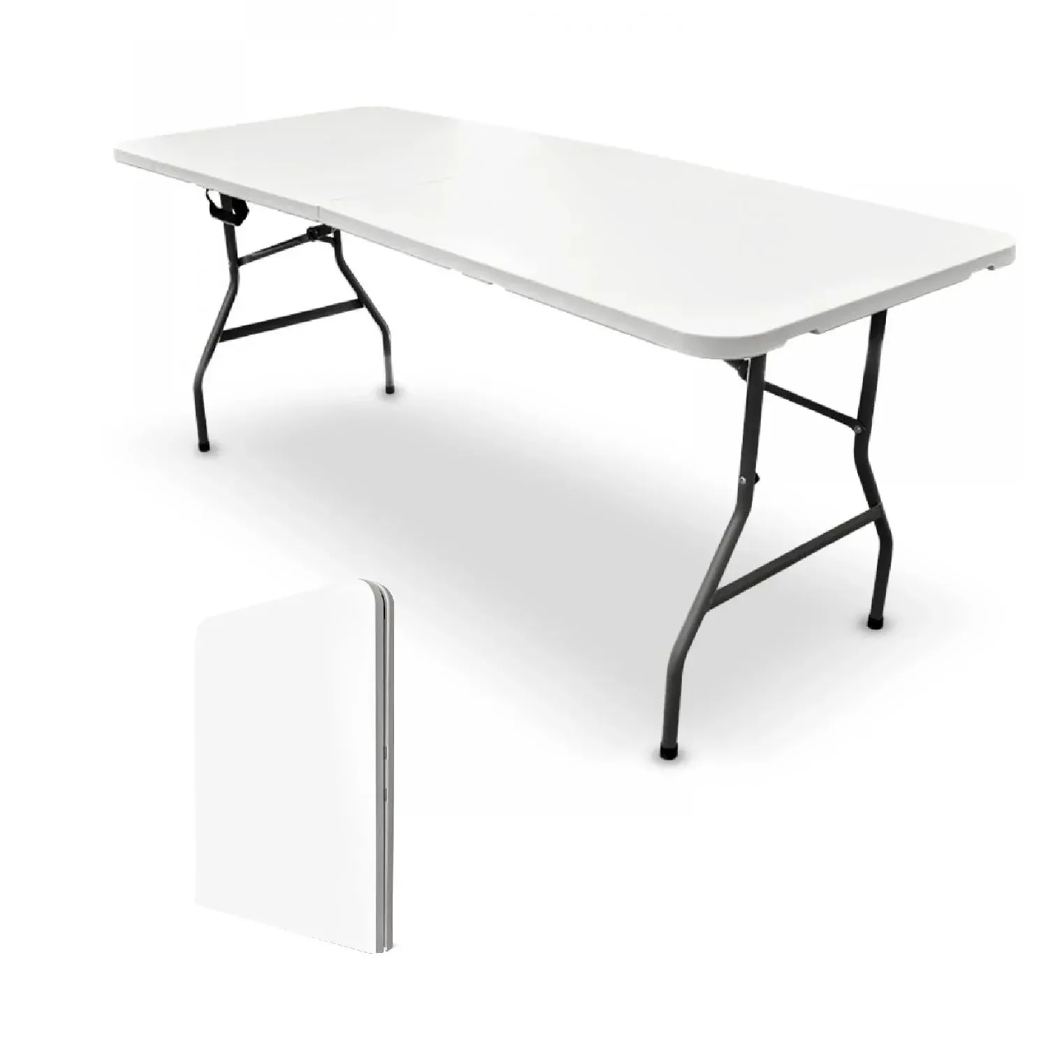 Mesa Plegable Portafolio 180cm Resistente para Interior y Exterior | Ideal para Jardín y Eventos, Color Blanco