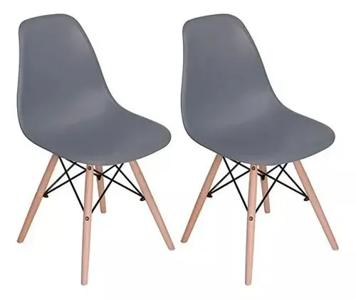 Set De 2 Sillas Tipo Eames Minimalista Gris Stay Elit