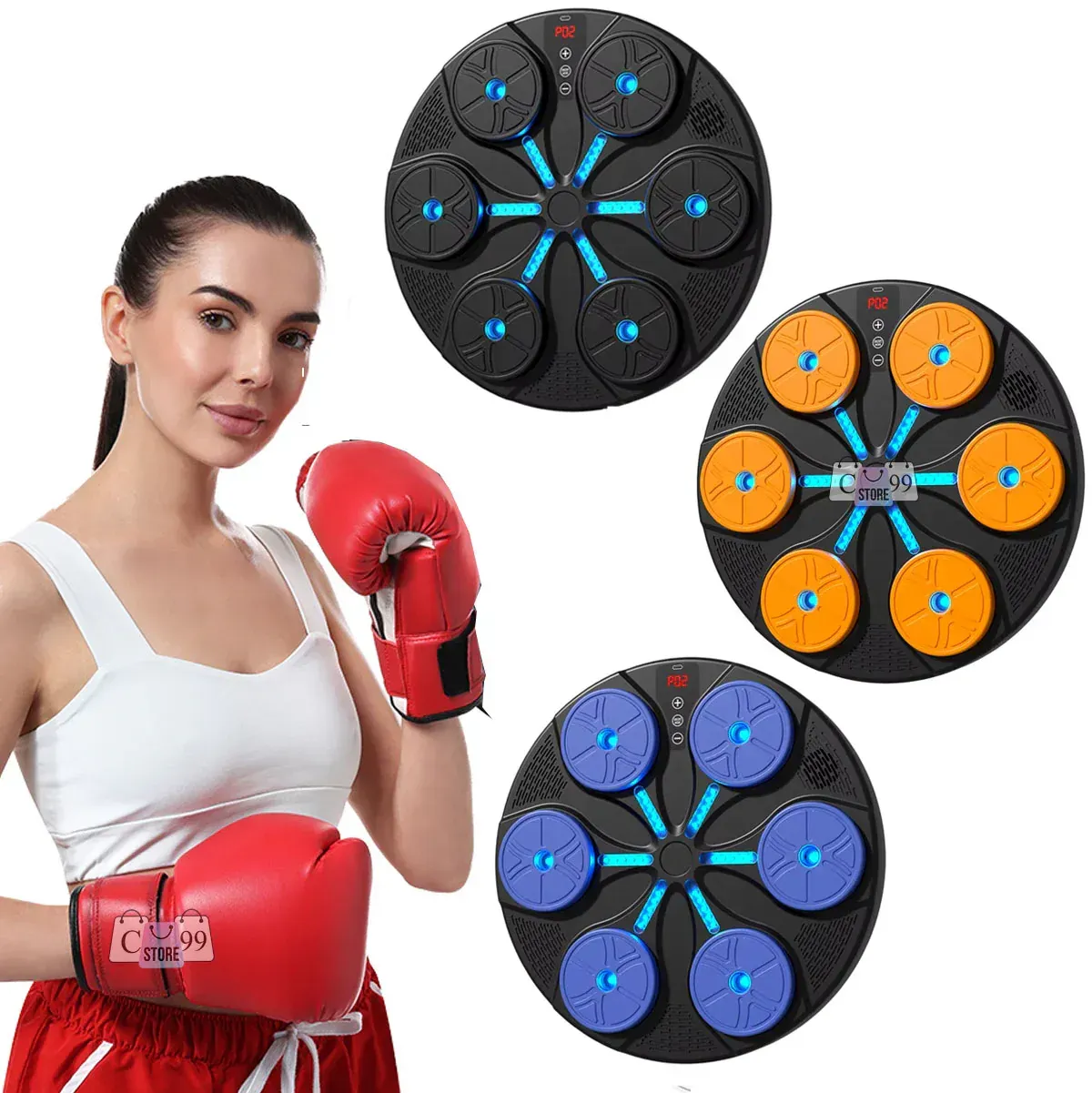 Máquina Boxeo Musical Inteligente Bluetooth Luz Led Guantes+Garantia