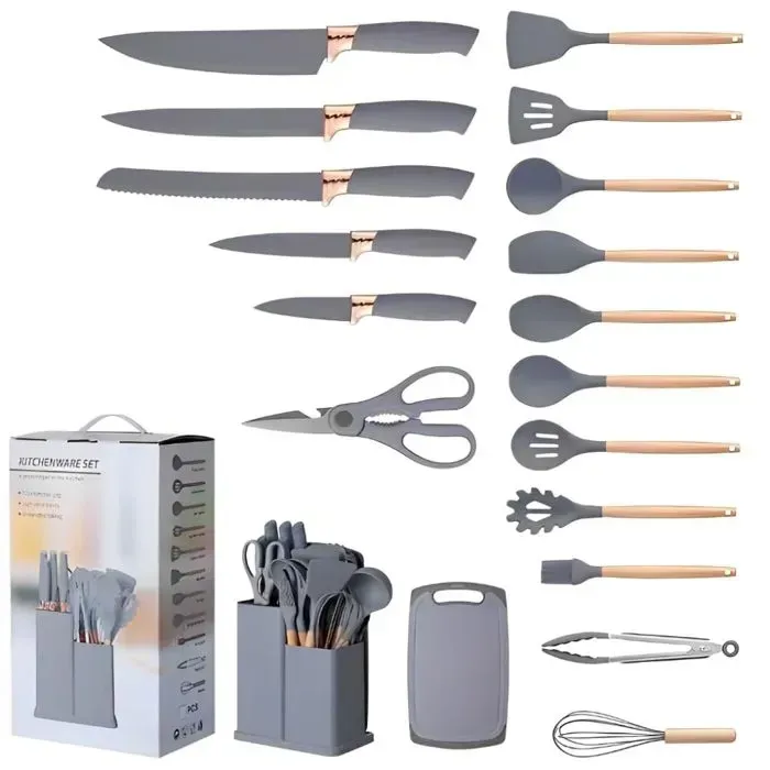 Kit de Utensilios De Cocina 19 pz Gris