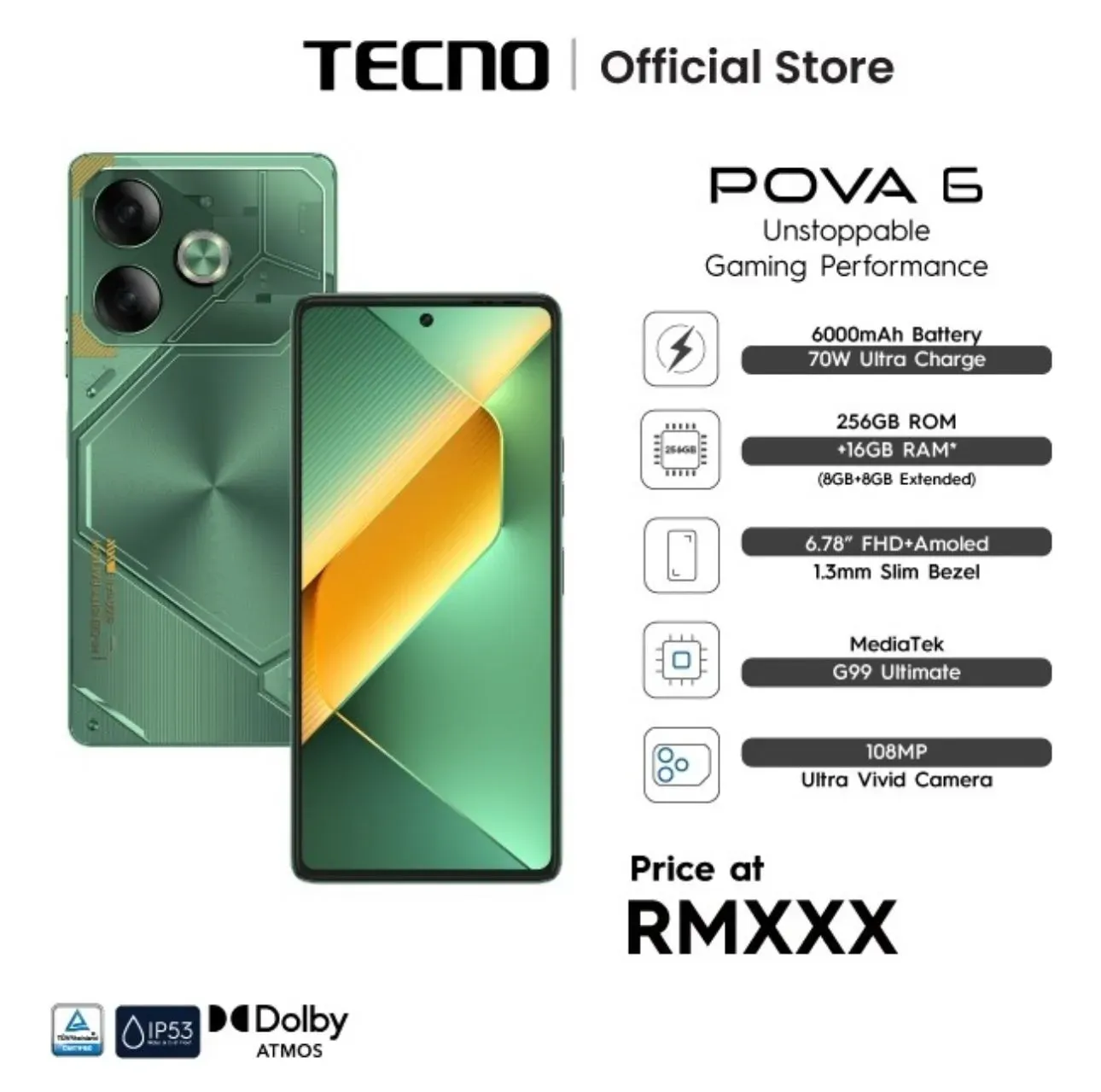 Tecno Pova 6 256gb 12 + 12 Gb Ram Dual sim Verde