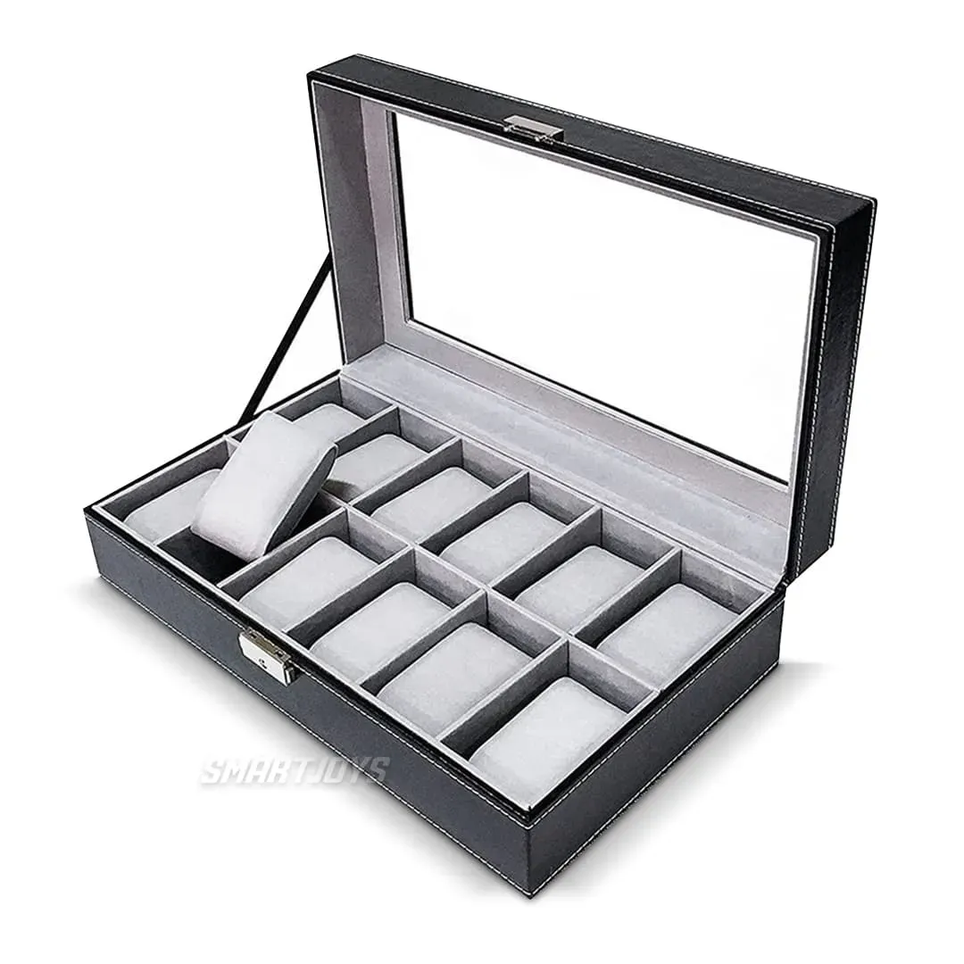 Caja Organizadora De Relojes De Lujo 12 Piezas Gris