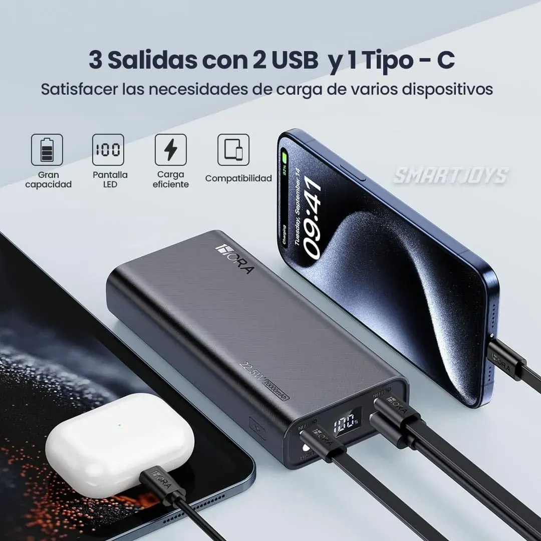 Power Bank 1Hora 20000 mAh 22.5W MAX Tipo C Batería Externa Portátil Original