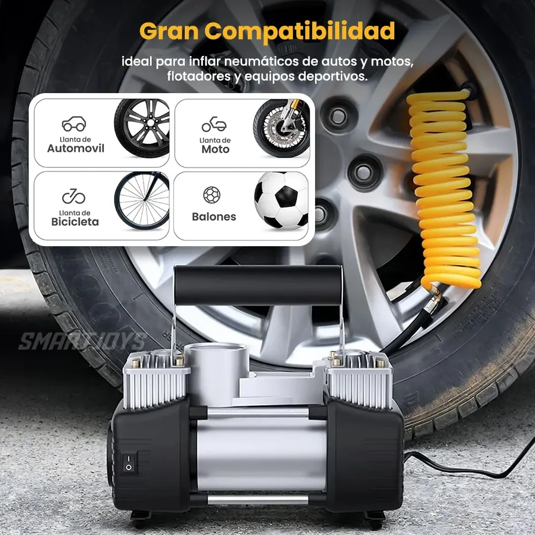 Compresor de aire e inflador de neumáticos de 2 Cilindros