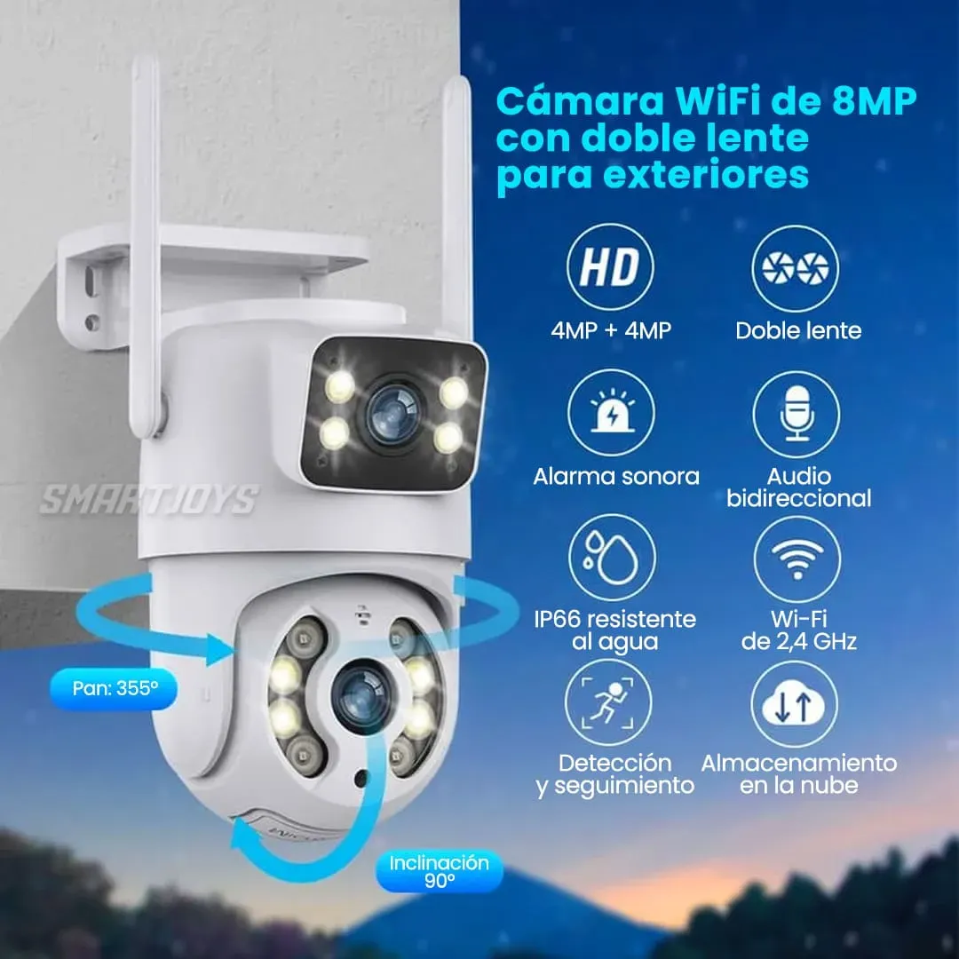 Cámara De Seguridad Exterior Doble Lente Wi-Fi MAIS-15