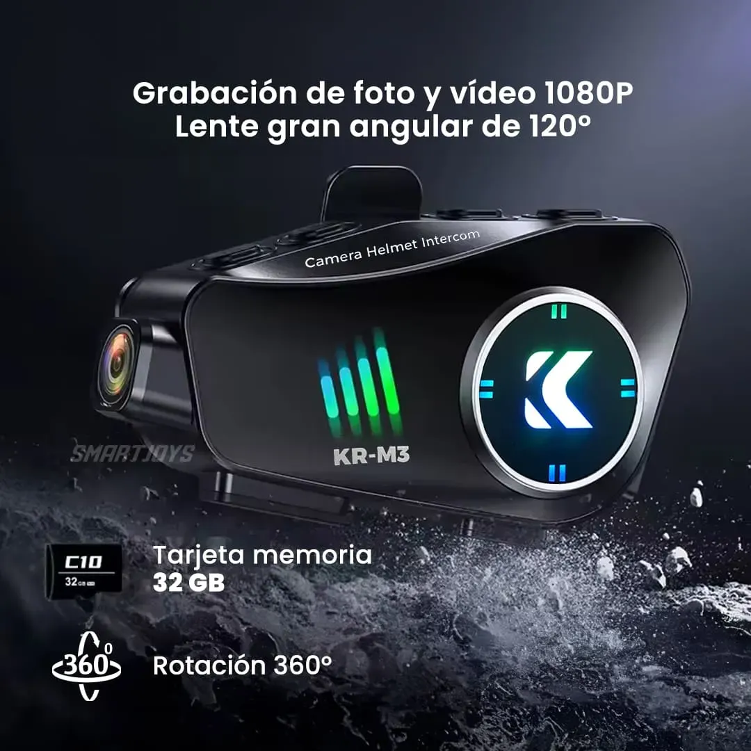 Intercomunicador Con Cámara Para Casco De Moto KR-M3