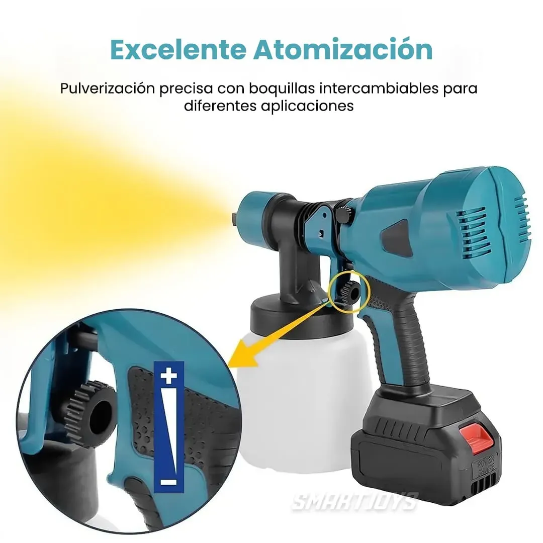 Pistola de Pintura Inalámbrica Recargable Portátil 2 Baterías 21V