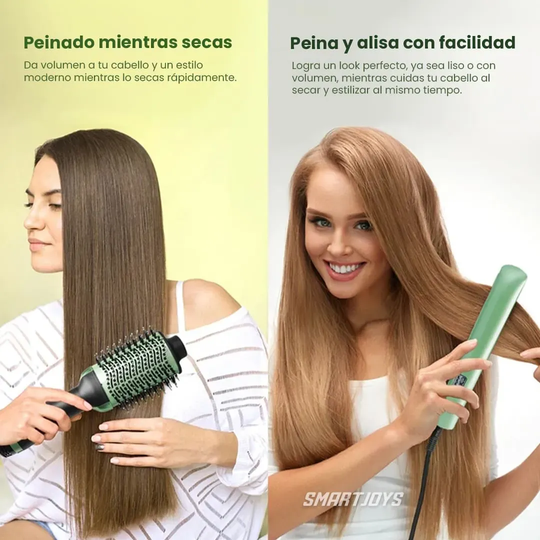 Combo 2 en 1 Plancha + Cepillo Secador Cabello WAER WA-039