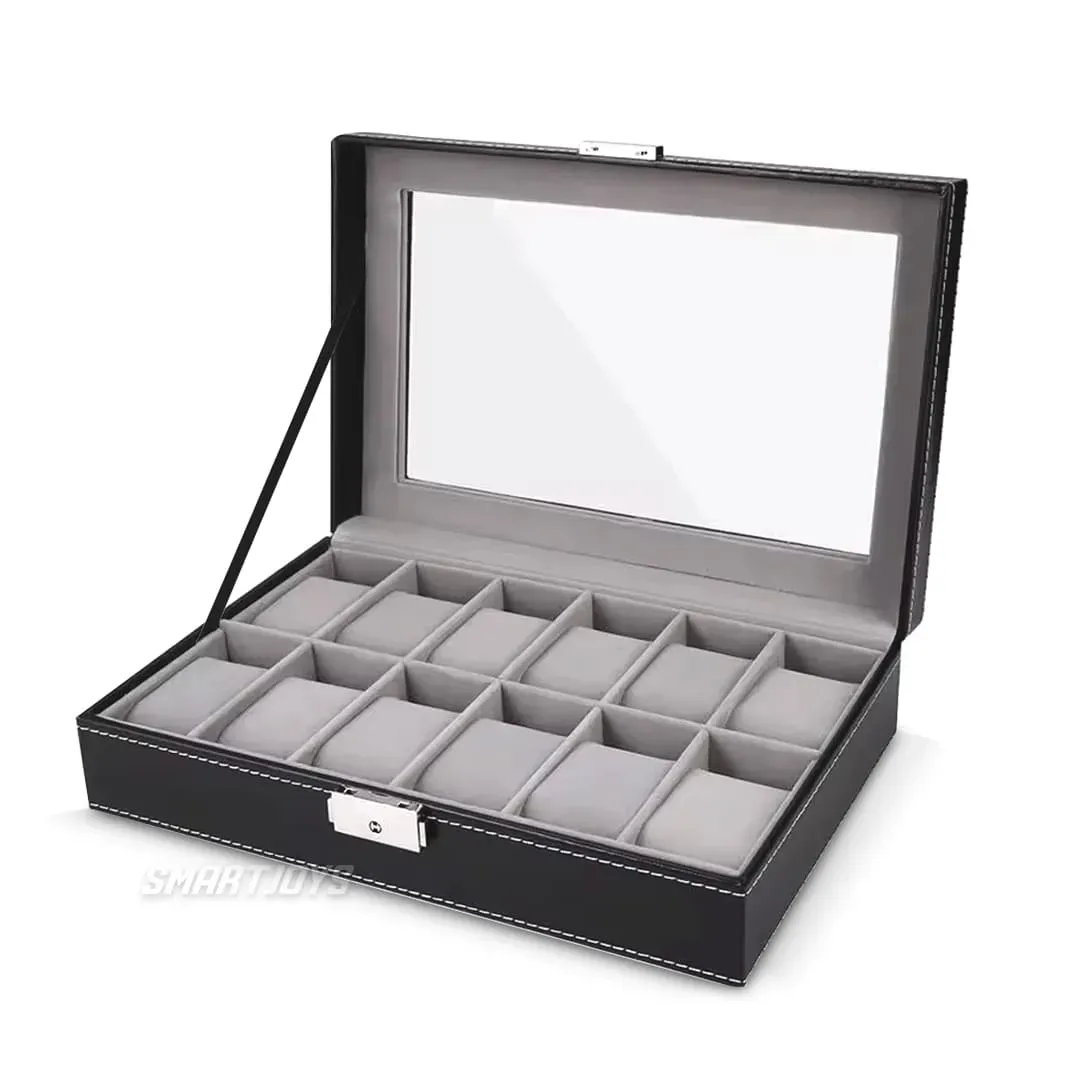 Caja Organizadora De Relojes De Lujo 12 Piezas Gris