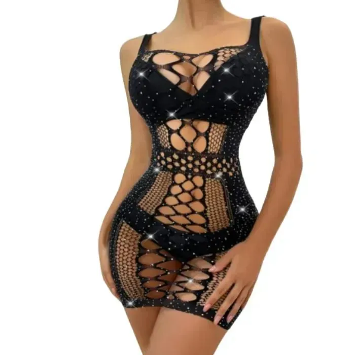 Lencería Malla Erotica Sexy Brillante Vestido Dailen