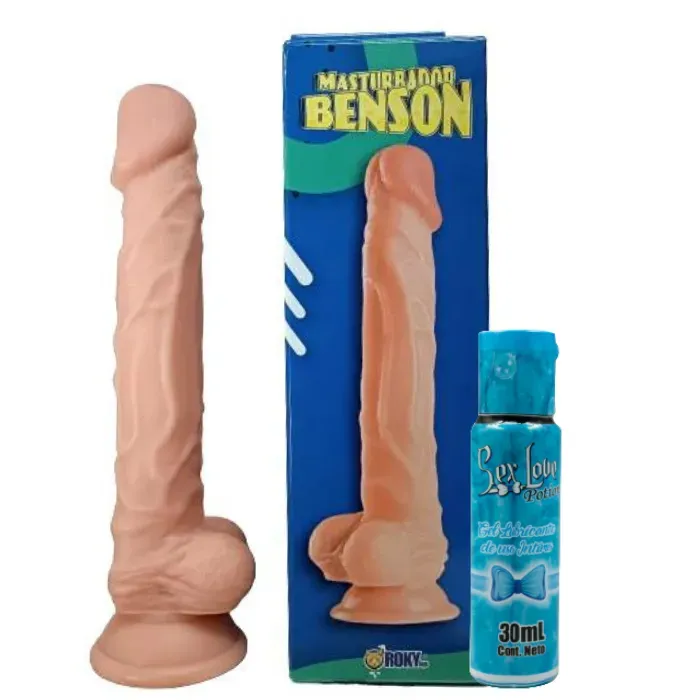 Dildo Realista Con Ventos Benson + Lubricante Neutro Sex Love 30 Ml