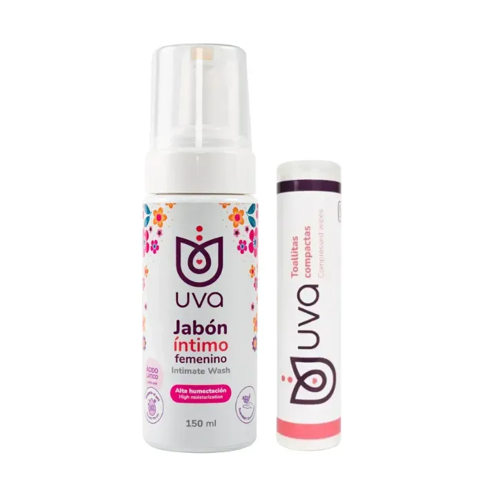 Jabon Intimo Femenino Uva En Espuma + Toallitas Compactas Uva 